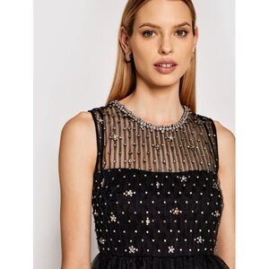REDValentino Valentino Rhinestone-Embellished Black Tulle Mini Dress – Size 44
